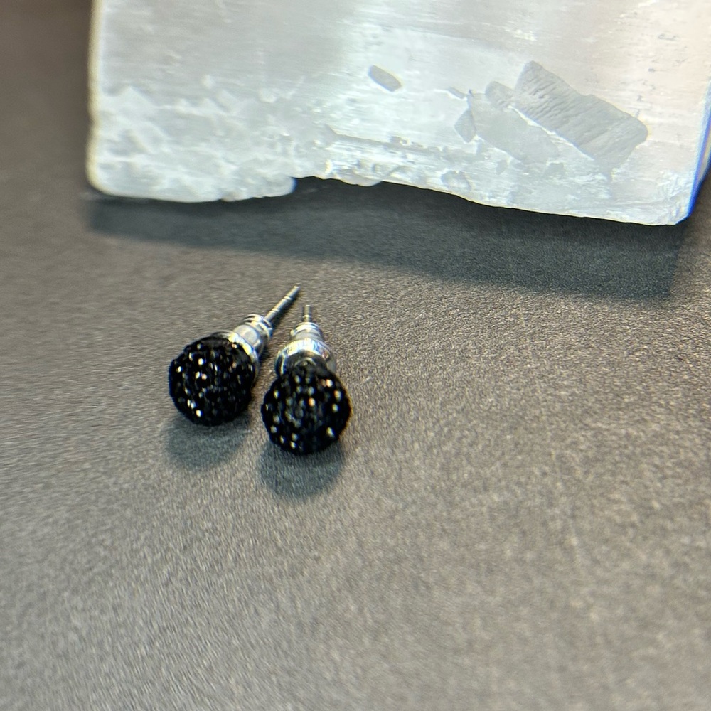 Earrings Black Sparkling Studs